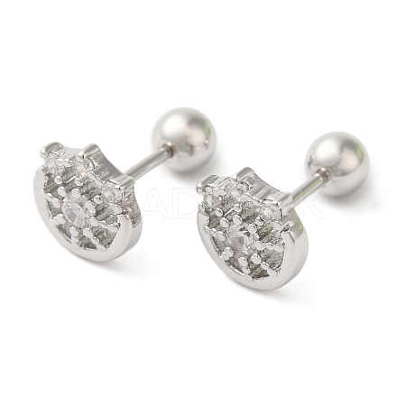 Flat Round Brass Micro Pave Clear Cubic Zirconia Cartilage Earrings EJEW-L289-02P-03-1
