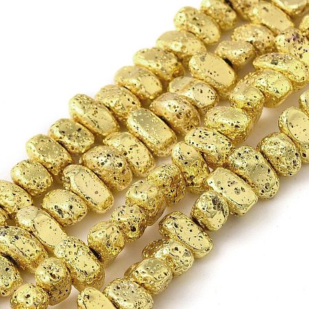 Electroplated Natural Lava Rock Beads Strands G-L606-D02-01B-1