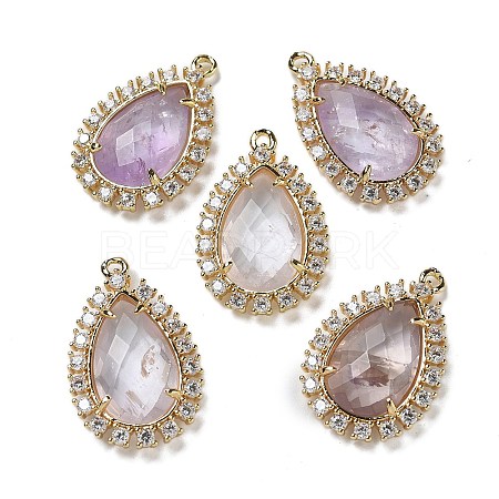 Natural Amethyst Faceted Teardrop Pendants G-I375-01G-18-1