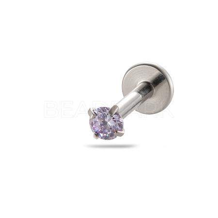 G23 Titanium Alloy Cubic Zirconia 17 Gauge Flat Round Threadless Labrets WG94BD7-16-1