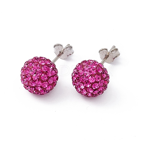 Gifts for Her Valentines Day 925 Sterling Silver Austrian Crystal Rhinestone Ball Stud Earrings for Girl Q286H211-1