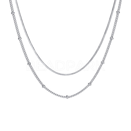Non-Tarnish 304 Stainless Steel Double-Layer Necklace LS-NJEW-Q321-01P-1