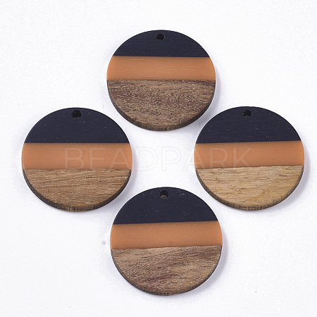 Tri-color Resin & Walnut Wood Pendants RESI-S358-78J-1