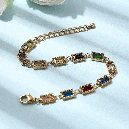 304 Stainless Steel Link Chain Bracelets for Women BJEW-A093-01C-G-1
