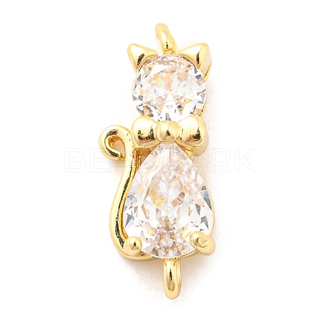 Brass Micro Pave Cubic Zirconia Kitten Links Connectors ZIRC-G157-50G-1