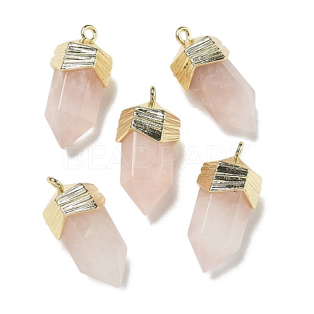 Natural Rose Quartz Faceted Pendants G-G181-03G-04-1