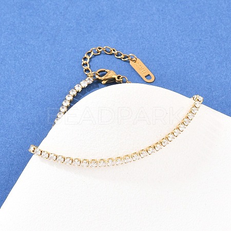 304 Stainless Steel Micro Pave Cubic Zirconia Tennis Bracelets for Women BJEW-A146-01G-1