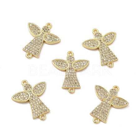 Brass Micro Pave Clear Cubic Zirconia Connector Charms KK-E068-VB266-1