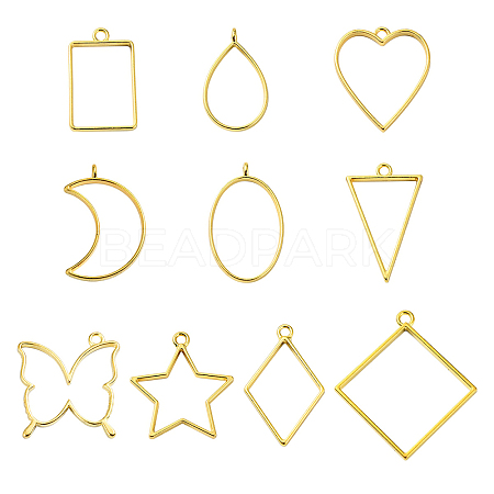 Rack Plating Alloy Open Back Bezel Pendants FIND-YW0005-59-1