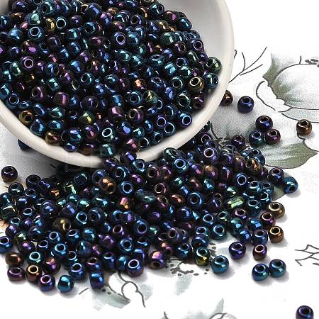 6/0 Electroplated Iris Round Glass Seed Beads X-SEED-A009-4mm-604-1