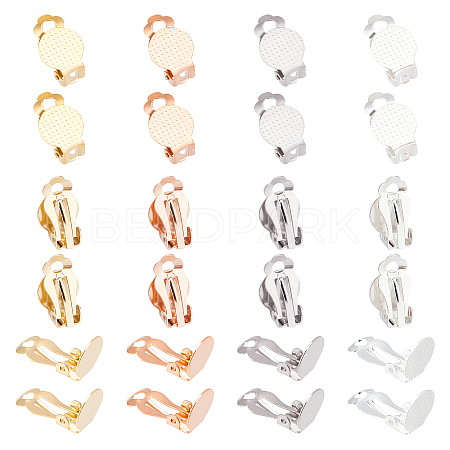 Unicraftale 40Pcs 4 Colors 304 Stainless Steel Clip-on Earring Findings STAS-UN0033-36-1
