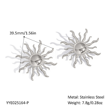 304 Stainless Steel Sun Stud Earrings HU6679-2-1