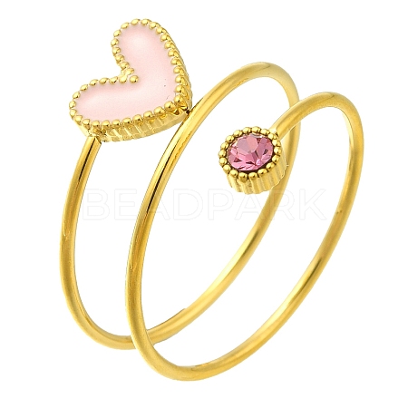 Ion Plating(IP) 304 Stainless Steel Micro Pave Cubic Zirconia Finger Rings for Women RJEW-U013-11G-08-1