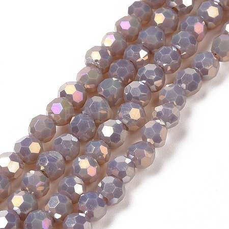 Faceted(32 Facets) Round Full Rainbow Plated Electroplate Glass Beads Strands EGLA-J130-FR12-1