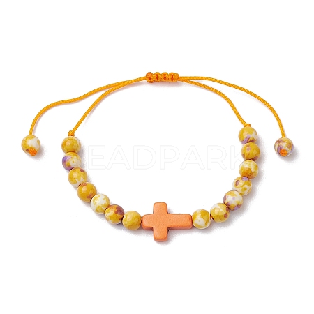 Synthetic Ocean White Jade Braided Beaded Bracelets BJEW-JB11016-02-1