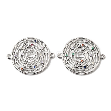 Brass Micro Pave Colorful Cubic Zirconia Hollow Connector Charms KK-K351-58D-P-1