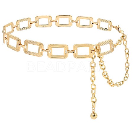 Zinc Alloy Textured Rectangle Link Chain Waist Chain Belts for Women FS-WG590D2-01-1