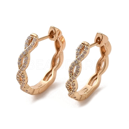 Brass Micro Pave Cubic Zirconia Hoop Earrings EJEW-C073-35KCG-1