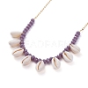 Natural Cowrie Shell Pendant Necklaces NJEW-JN02744-01-2