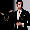 Fingerinspire 4Pcs 2 Colors Double Wing with Hanging Chain Alloy Suit Collar Brooch JEWB-FG0001-02-6