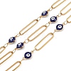304 Stainless Steel Enamel Evil Eye & Long Oval Link Chains CHS-K021-12G-02-1