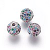 Brass Micro Pave Cubic Zirconia Beads ZIRC-F098-02P-10mm-1
