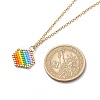 Rainbow Color Japanese Seed Braided Hexagon Pendant Necklace with 304 Stainless Steel Chains for Women NJEW-MZ00006-2
