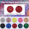 SUNNYCLUE 40Pcs 10 Style Round Resin Rhinestone Graduated Beads RESI-SC0003-01-2