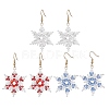 304 Stainless Steel Glass Seed Beads Snowflake Dangle Earrings EJEW-MZ00537-2