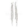 Clear Cubic Zirconia & Crystal Rhinestone Long Tassel Dangle Stud Earrings EJEW-C037-07B-P-2