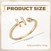 1Pc Brass Micro Pave Clear Cubic Zirconia Open Cuff Rings for Women RJEW-LP0002-37H-2