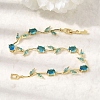 Leaf Brass Micro Pave Cubic Zirconia Link Chain Bracelets for Women BJEW-D455-01G-4