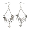 Alloy Bat Wing with Cross Dangle Earrings for Halloween EJEW-G349-01AS-2