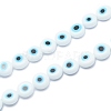 Handmade Evil Eye Lampwork Flat Round Bead Strands LAMP-L058-8mm-14-1