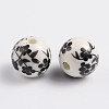 12mm Round Black Handmade Printed Porcelain Beads X-PORC-Q201-12mm-5-2