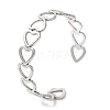 304 Stainless Steel Heart Open Cuff Bangle for Women BJEW-L682-001P-3