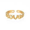 Ion Plating(IP) 304 Stainless Steel Word Love Open Cuff Ring for Women RJEW-S405-262G-2