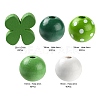 160Pcs 5 Style Irish Theme Painted Natural Wood Beads WOOD-LS0001-48-3