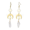 Rough Natural Quartz Crystal Dangle Earrings EJEW-JE05877-02-1