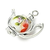 Rotatable Floral Printed Porcelain Bead Teapot Pendants PALLOY-JF03167-4