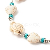 Heart & Tortoise Synthetic Turquoise Beaded Anklet AJEW-AN00459-01-4