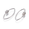 Brass Micro Pave Cubic Zirconia Screw Carabiner Lock Charms ZIRC-I031-19P-2