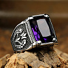 316L Stainless Steel & Cubic Zirconia Men's Vintage Carved Finger Rings FS-WG82D33-09-1