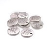 Tibetan Style Alloy Flat Round Carved Word Never Give Up Pendants TIBEP-12585-AS-NR-2