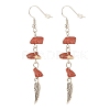 Natural Gemstone Chips Beads Long Chain Dangle Earrings EJEW-JE04892-4