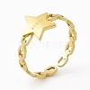 Ion Plating(IP) 304 Stainless Steel Star Cuff Ring for Women RJEW-C060-10G-1