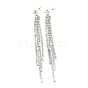 Clear Cubic Zirconia & Crystal Rhinestone Long Tassel Dangle Stud Earrings LS-EJEW-C037-07B-P-1