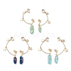 3 Pairs 3 Color Dyed Natural Quartz Crystal Irregular Nuggets Dangle Stud Earrings Crawler Earrings EJEW-TA00354-1