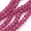 Baking Paint Medium Violet Red Frosted Round Transparent Glass Bead Strands X-GLAA-S031-8mm-39-2