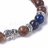 Dyed Wood Round Beads Stretch Bracelets BJEW-JB04839-15